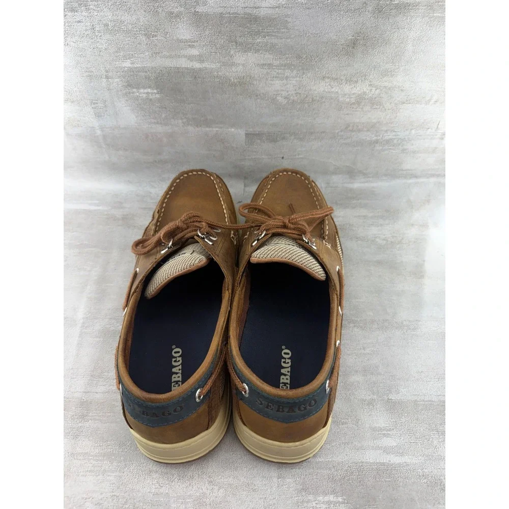 Sebago Marine Grip Men Brown Leather Mesh Boat Shoes Size 9M 8910160